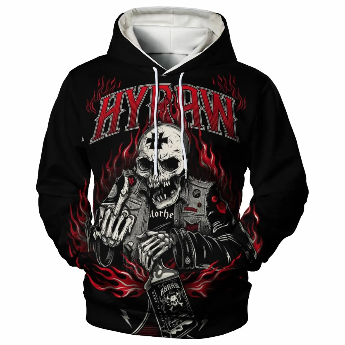3D PRINT HOODIES WITH HEART SKULL PRINT