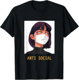 Antisocial Shirt Vaporwave Aesthetic Japanese Emo Anime Girl T-Shirt
