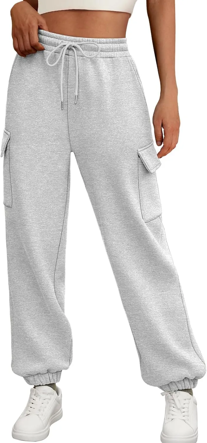 AUTOMET Womens Sweatpants Cargo Fleece Lined Baggy Athletic Jogger with Pockets 2025 Casual Trendy Pants Fall Outfits
