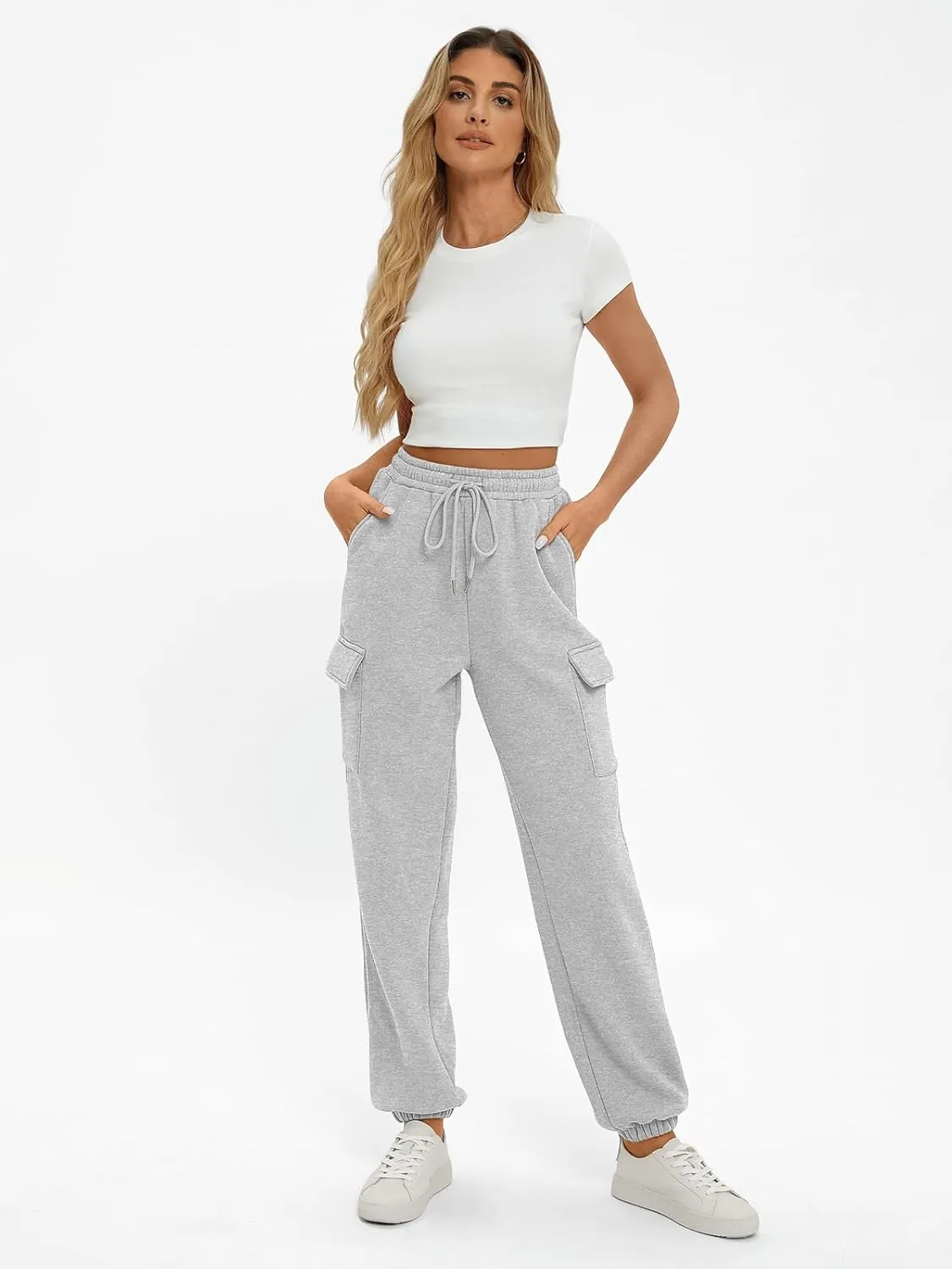 AUTOMET Womens Sweatpants Cargo Fleece Lined Baggy Athletic Jogger with Pockets 2025 Casual Trendy Pants Fall Outfits