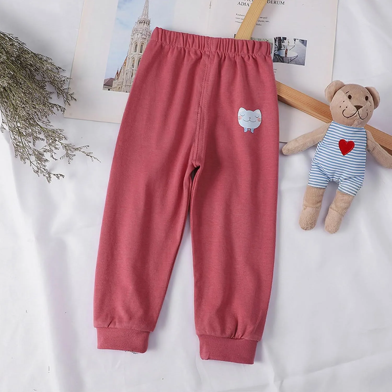Baby Boy's Pull on Jogger Pants Kids Toddler Girls Sweatpants Cotton Kids Cute Cartoon Elastic Waist Sports Pants
