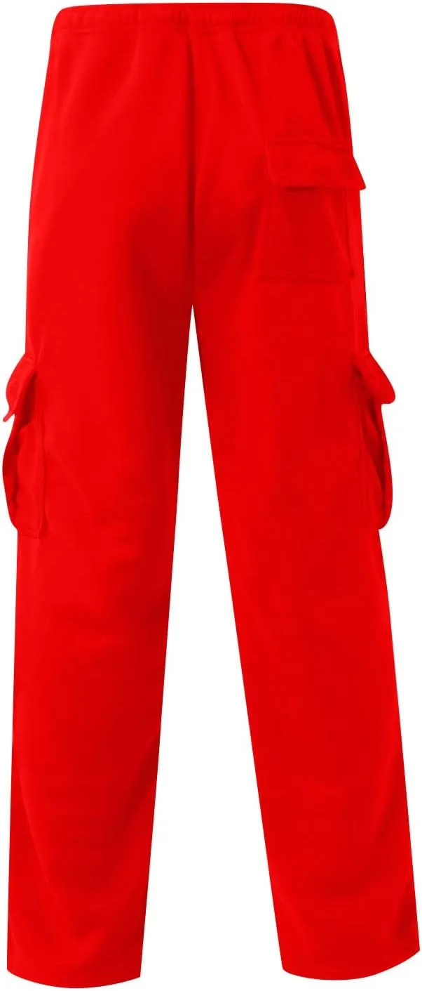 Baggy Cargo Pants Men Elastic Waist Open Bottom Sweatpants Loose Fit Lightweight Hiking Work Pants Multi Pockets