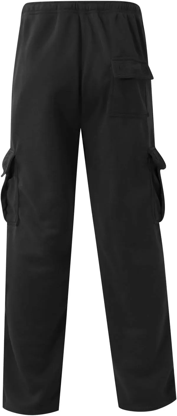 Baggy Cargo Pants Men Elastic Waist Open Bottom Sweatpants Loose Fit Lightweight Hiking Work Pants Multi Pockets