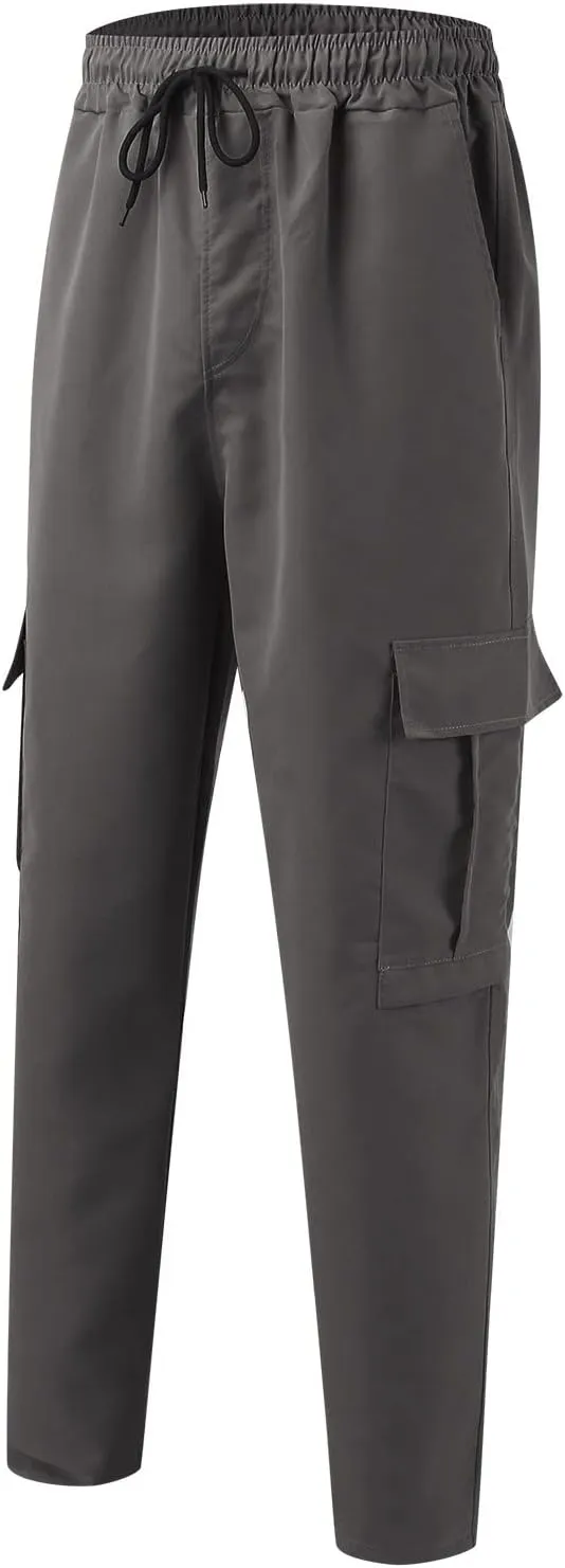 Baggy Cargo Sweatpants for Men Streetwear Oversized Joggers Drawstring Waist   Side Zipper Pockets Loose Fit Hip
