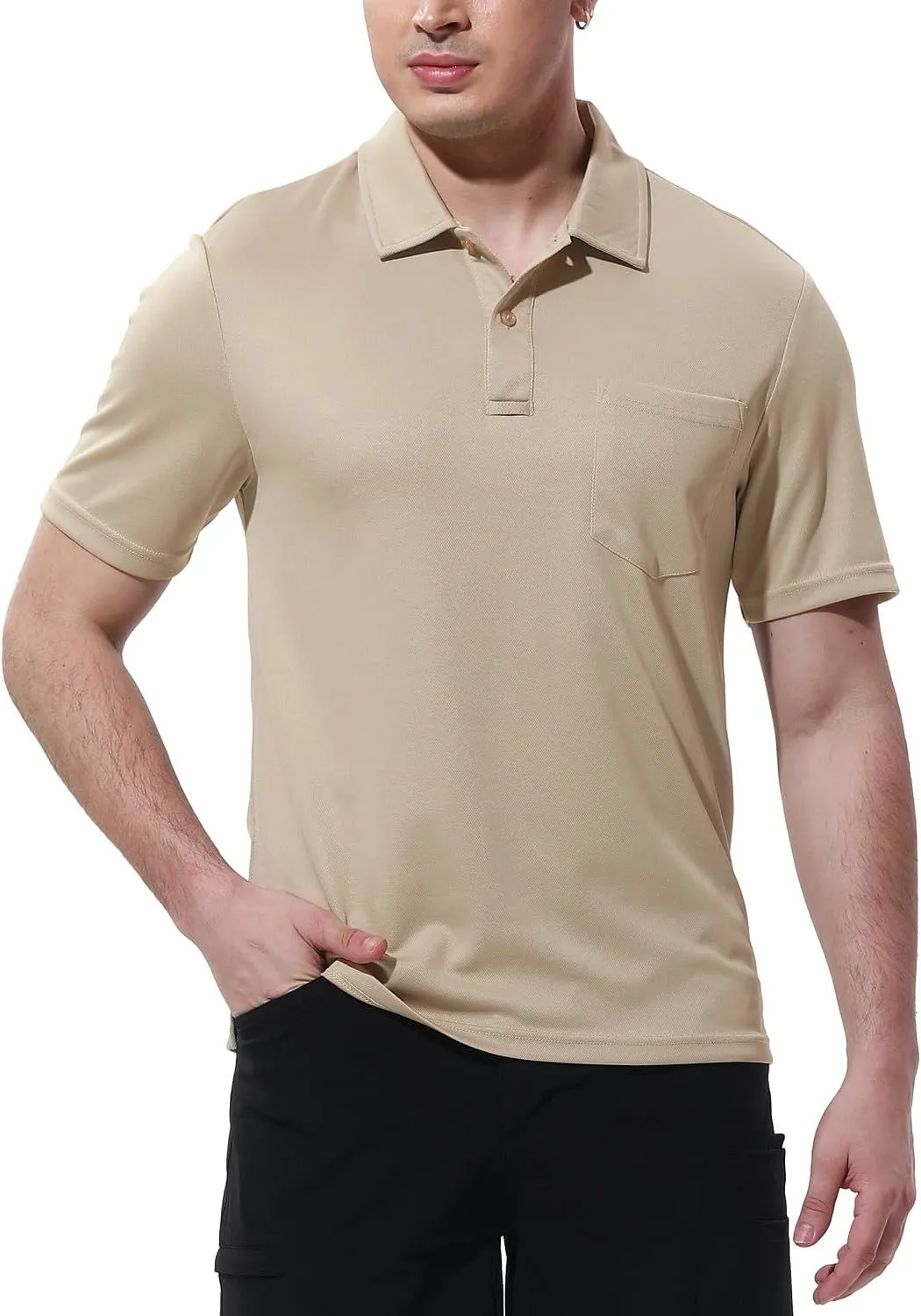 BGOWATU Men's Polo Shirts Short Sleeve Collared Golf Shirts Quick Dry Tennis Shirt Outdoor Sports Causal Shirts
