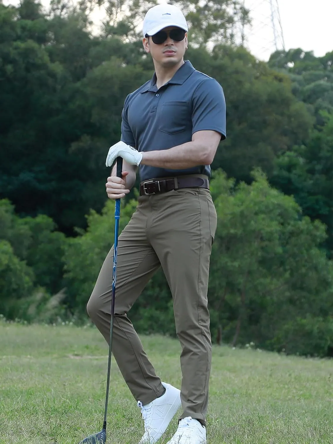 BGOWATU Men's Polo Shirts Short Sleeve Collared Golf Shirts Quick Dry Tennis Shirt Outdoor Sports Causal Shirts