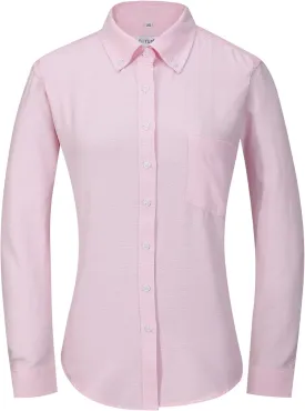 Button Up Shirt Women Long Sleeve Oxford Shirt Classic-Fit Cotton Work Blouse Wrinkle Resistant