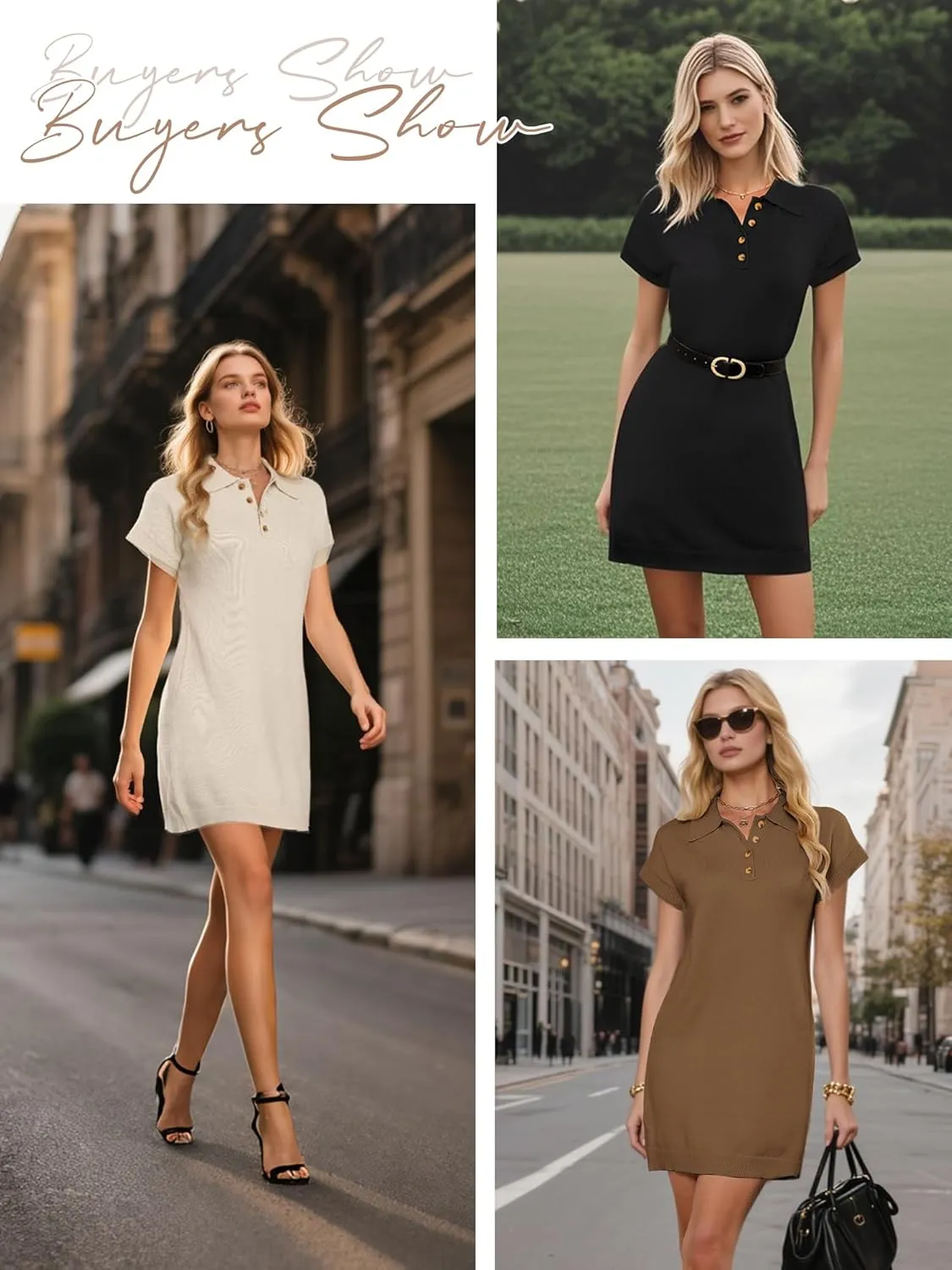 Chulianyouhuo Women's Short Sleeve Summer Knit Dress 2025 Casual Button Down Mini Loose Pullover Sweater Dress