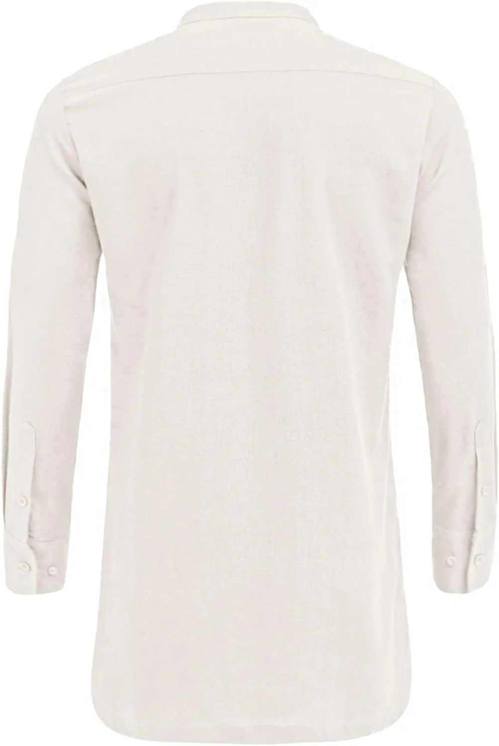 COOFANDY Men's Linen Henley Shirts Long Sleeve Collarless T-Shirts Longline Kurta Beach Shirts with Pocket