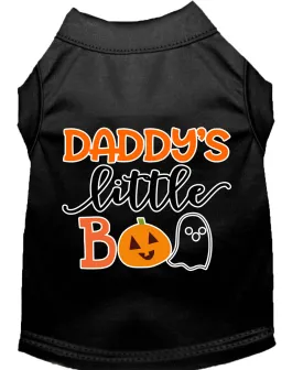 Daddy's Little Boo Screen Print Dog Shirt Black Xs