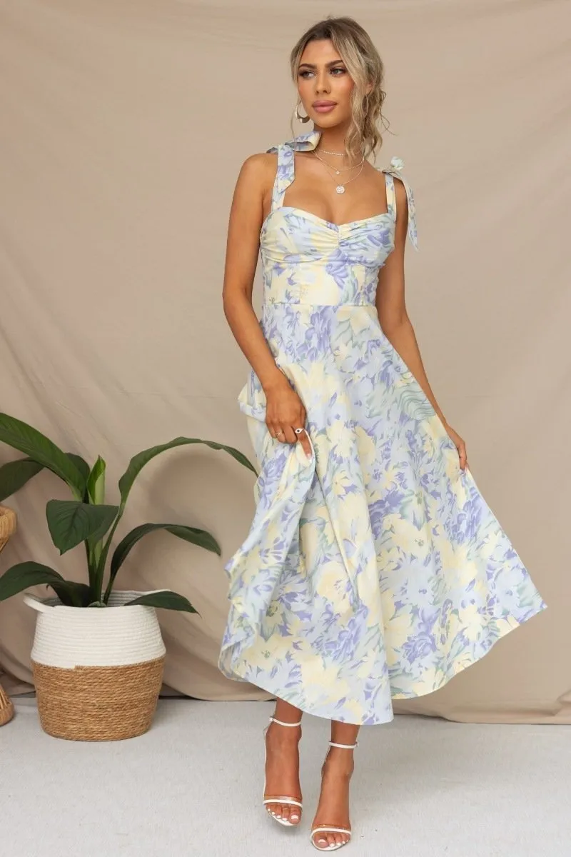 Franceska - Printed Midi Dress with Straps