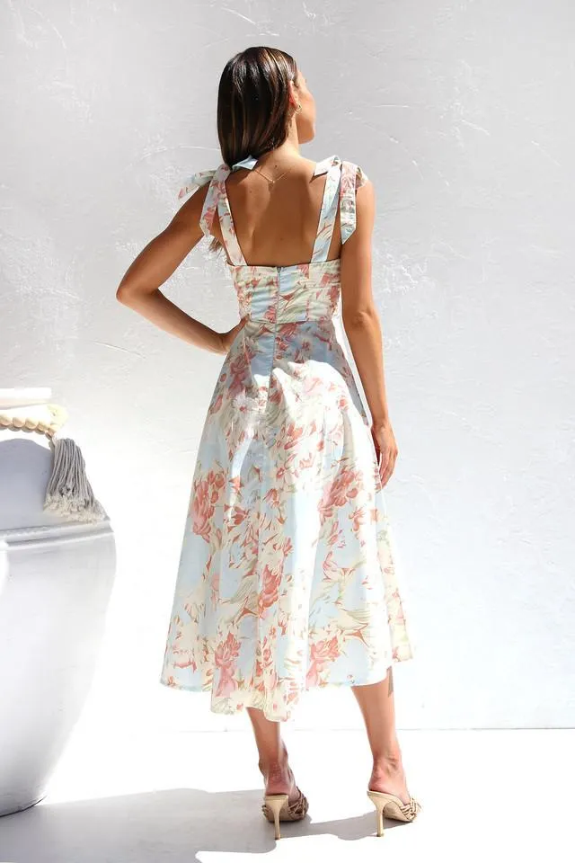 Franceska - Printed Midi Dress with Straps