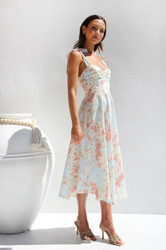 Franceska - Printed Midi Dress with Straps