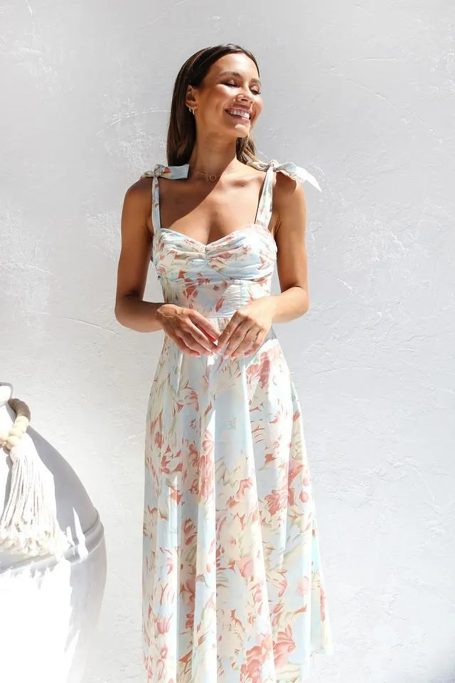 Franceska - Printed Midi Dress with Straps