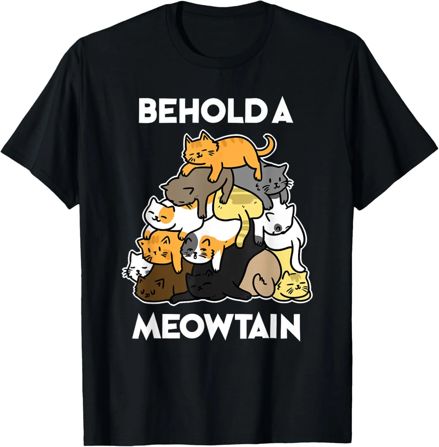 Funny Cat T-Shirt Behold A Meowtain Cat Mountain T-Shirt T-Shirt