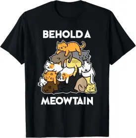 Funny Cat T-Shirt Behold A Meowtain Cat Mountain T-Shirt T-Shirt