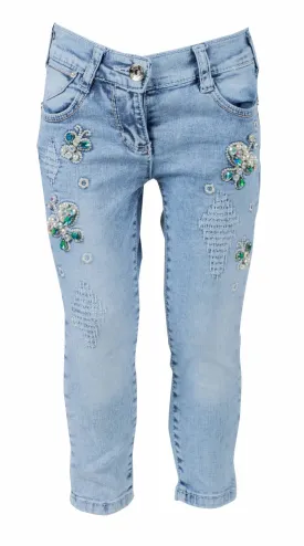 Girls' Green Stud Jeans