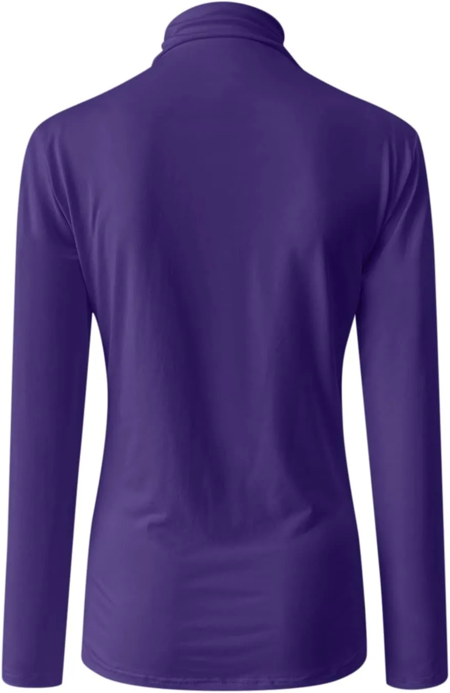 GOKKILRW Womens Mock Neck Long Sleeve Tops Slim Fitted Turtleneck Basic Pullovers Fall Winter Thermal Solid Base Layer Shirts