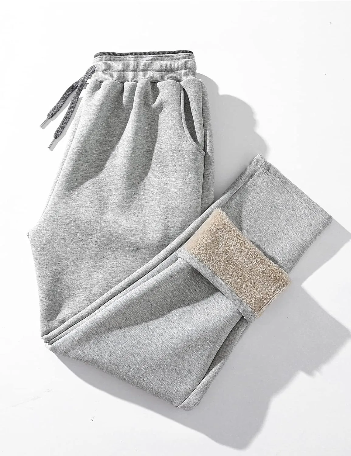 HeSaYep Men's Fleece Sweatpants Sherpa Lined Sweatpants Winter Warm Pants Lounge Athletic Pants with Pockets