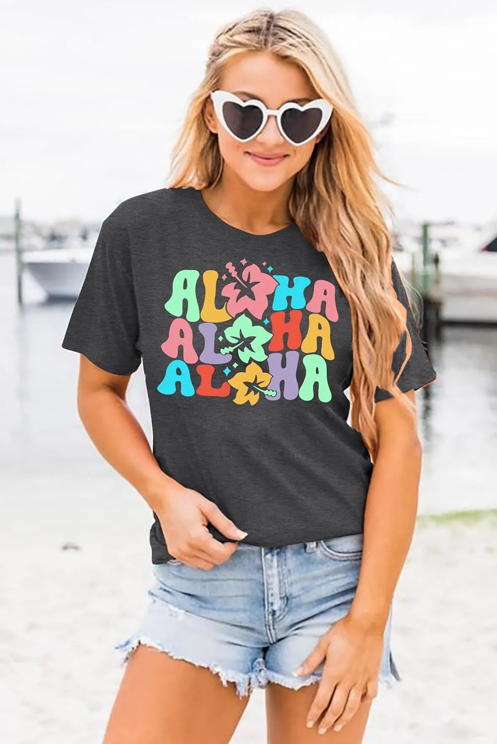 hohololo Hawaiian Shirts for Women Aloha Flower Shirt Ohana Means Family Tee Summer Beach Hawaii Trip Shirt