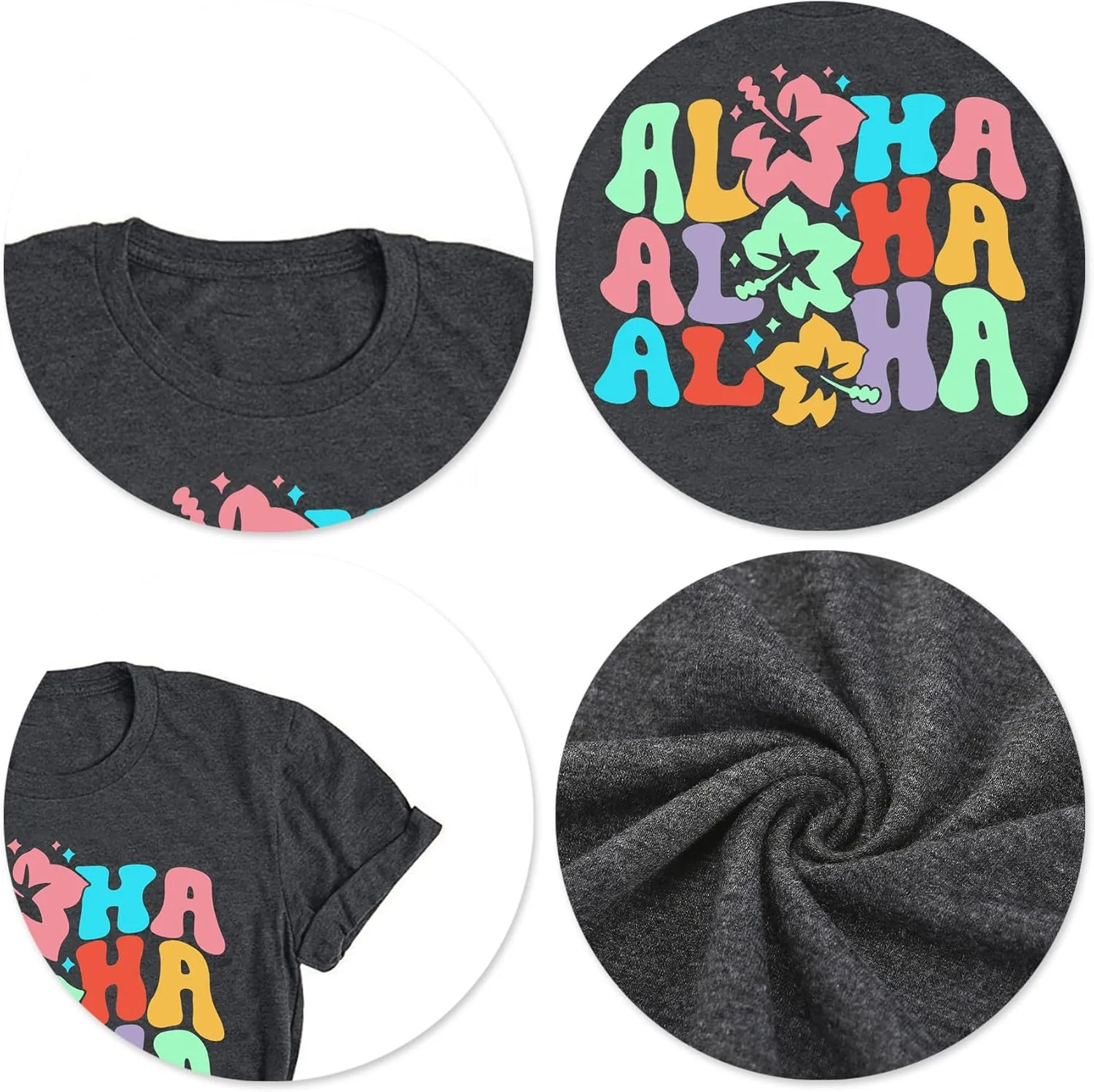 hohololo Hawaiian Shirts for Women Aloha Flower Shirt Ohana Means Family Tee Summer Beach Hawaii Trip Shirt