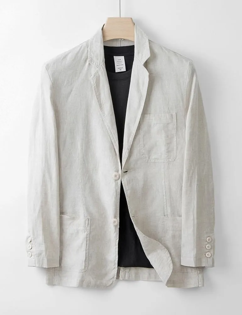 IDEALSANXUN Mens 100% Linen Blazer Casual Spring Summer Lightweight Suit Jackets Sports Coat