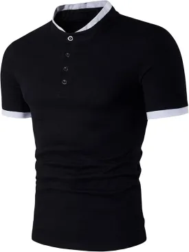 JEShifangjiusu Men's Short Sleeve Cotton Shirt Summer Casual Regular Fit Polo Shirt Contrast Color Collar Fashion T-Shirts