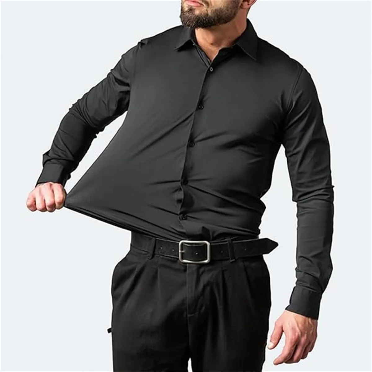 Literalous Shirt, Men's Stretch Non-Iron Anti-Wrinkle Shirt, Super Stretchy Quick-Drying Short Sleeve Breathable Shirts