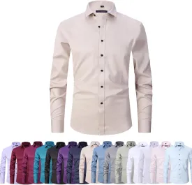 Literalous Shirt, Men's Stretch Non-Iron Anti-Wrinkle Shirt, Super Stretchy Quick-Drying Short Sleeve Breathable Shirts