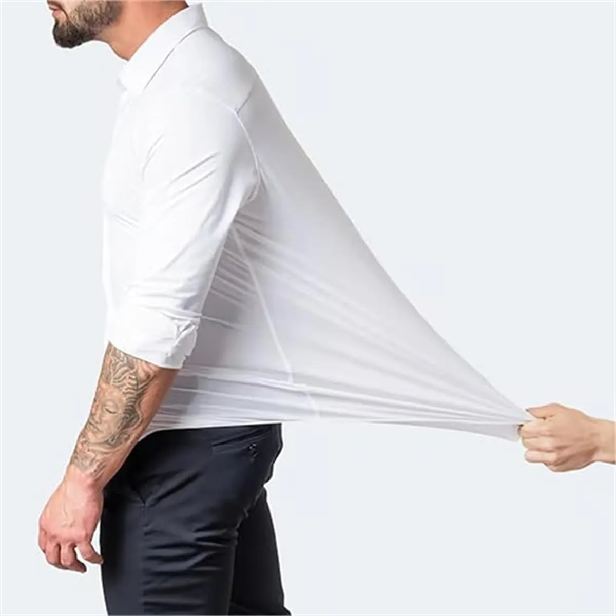 Literalous Shirt, Men's Stretch Non-Iron Anti-Wrinkle Shirt, Super Stretchy Quick-Drying Short Sleeve Breathable Shirts
