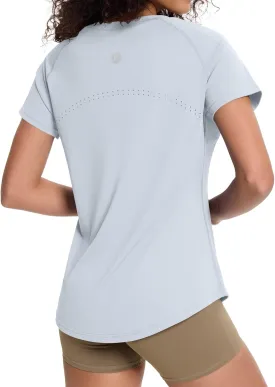 Loovoo Workout Tops for Women Loose Fit Breathable Activewear Cool Quick Dry Gym Athletic Tee Top