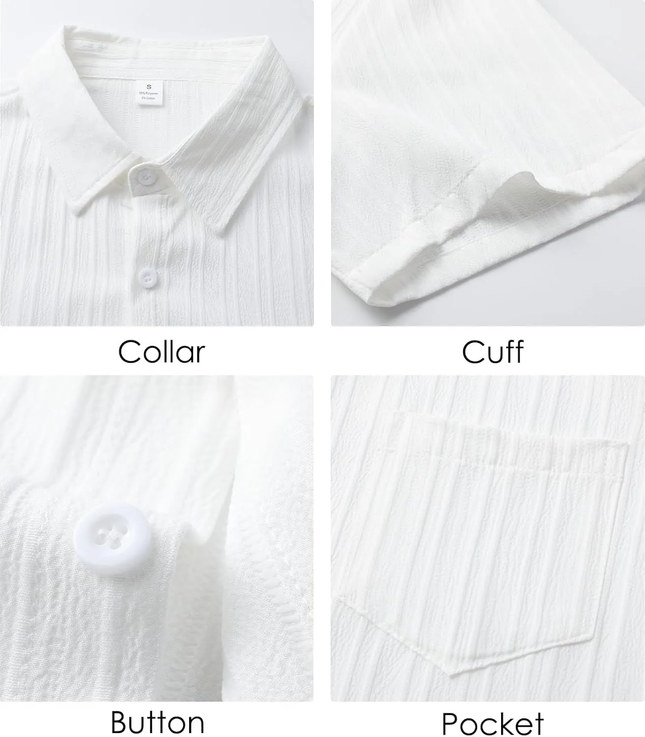Mens Casual Short Sleeve Shirt Relaxed Button Down Summer Vacation Beach Textured Lightweight Wrinkle Free Shirt