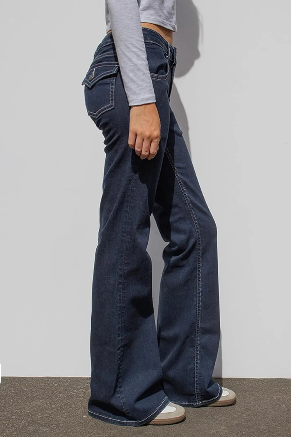 Mxiqqpltky Low Waist Bell Bottom Jeans for Women Y2k Straight Leg Stretch Bootcut Jeans Boyfriend Flare Denim Pants