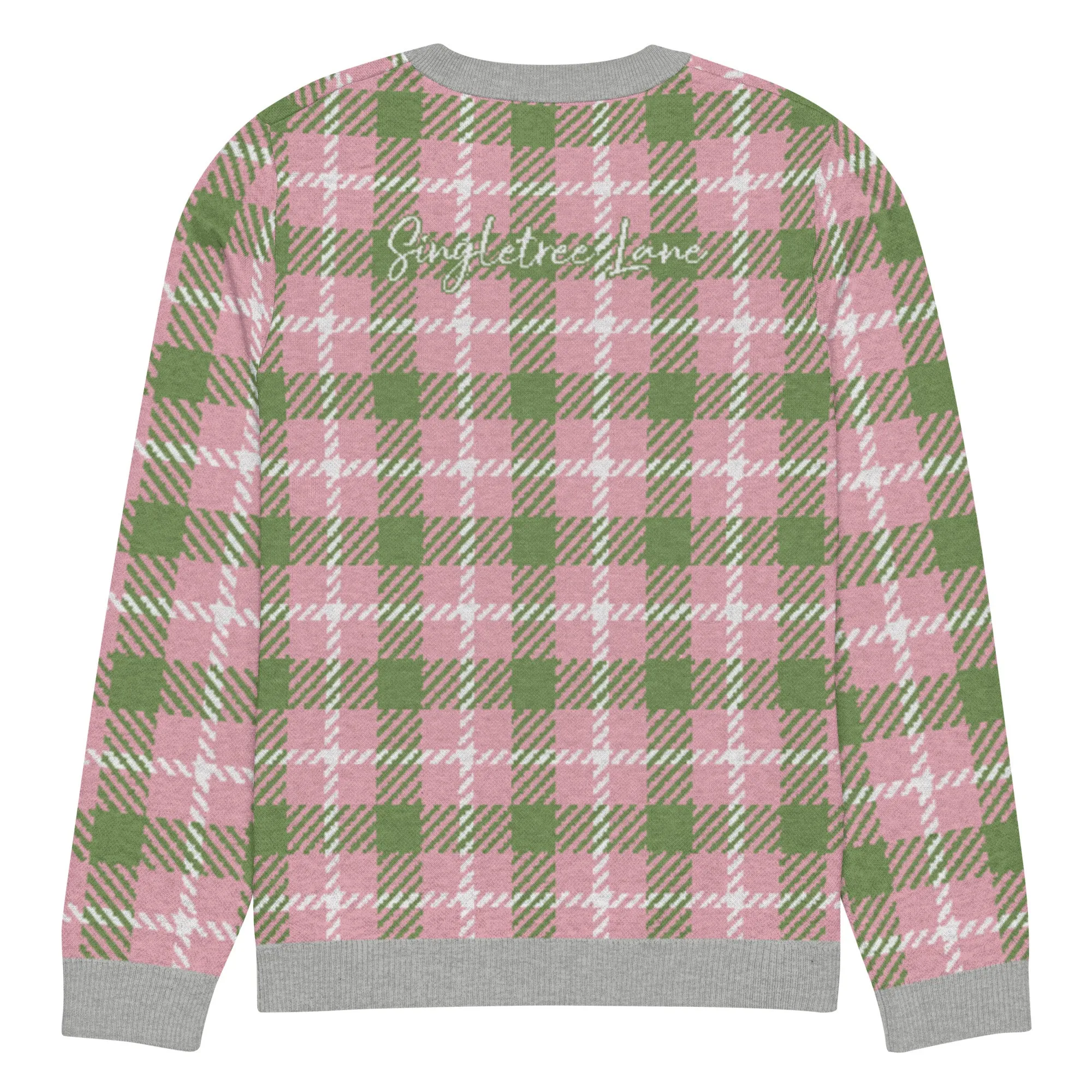 Pink Patriot Plaid Knitted Crewneck Sweater