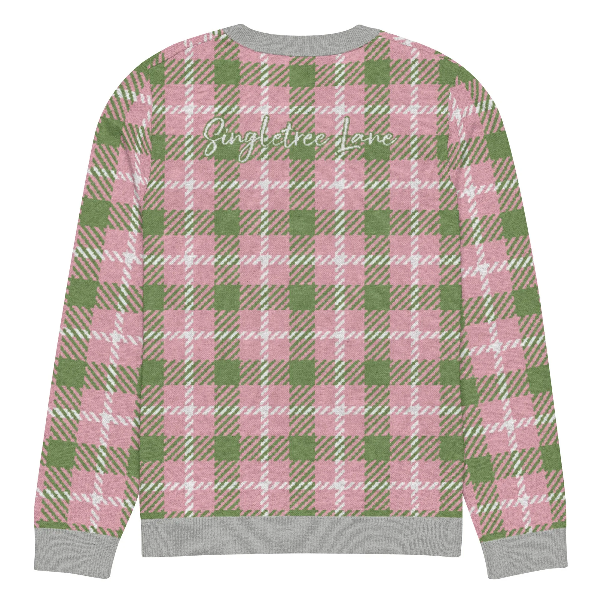 Pink Patriot Plaid Knitted Crewneck Sweater