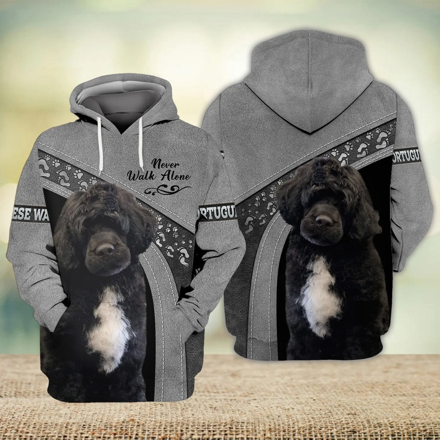 Portuguese Water Love Grey Never Walk Alone 3D Full Print Sweatshirt