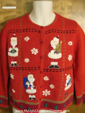 Red Patchwork Santa Ugly Xmas Sweater