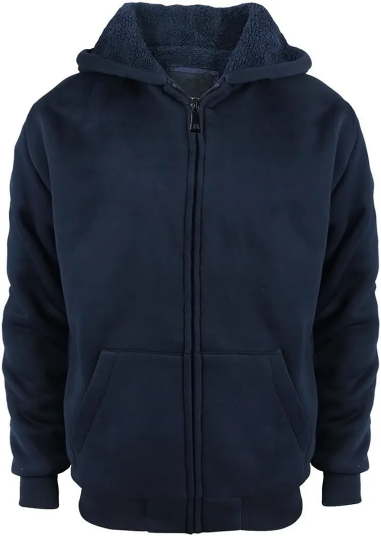 Sherpa Lined Boys Hoodie Full Zip Fleece Warm Youth Big Long Sleeve Child Sweatshirts