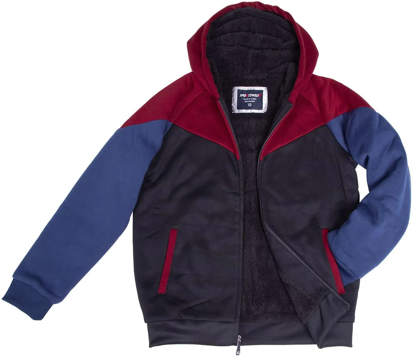 Sherpa Lined Boys Hoodie Full Zip Fleece Warm Youth Big Long Sleeve Child Sweatshirts