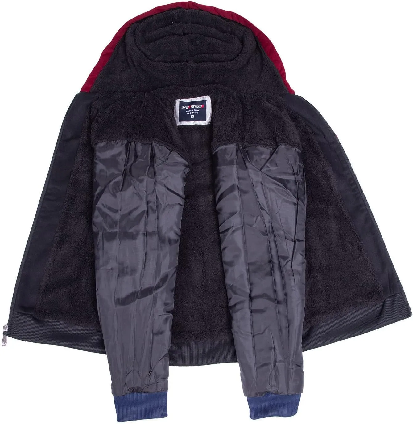 Sherpa Lined Boys Hoodie Full Zip Fleece Warm Youth Big Long Sleeve Child Sweatshirts