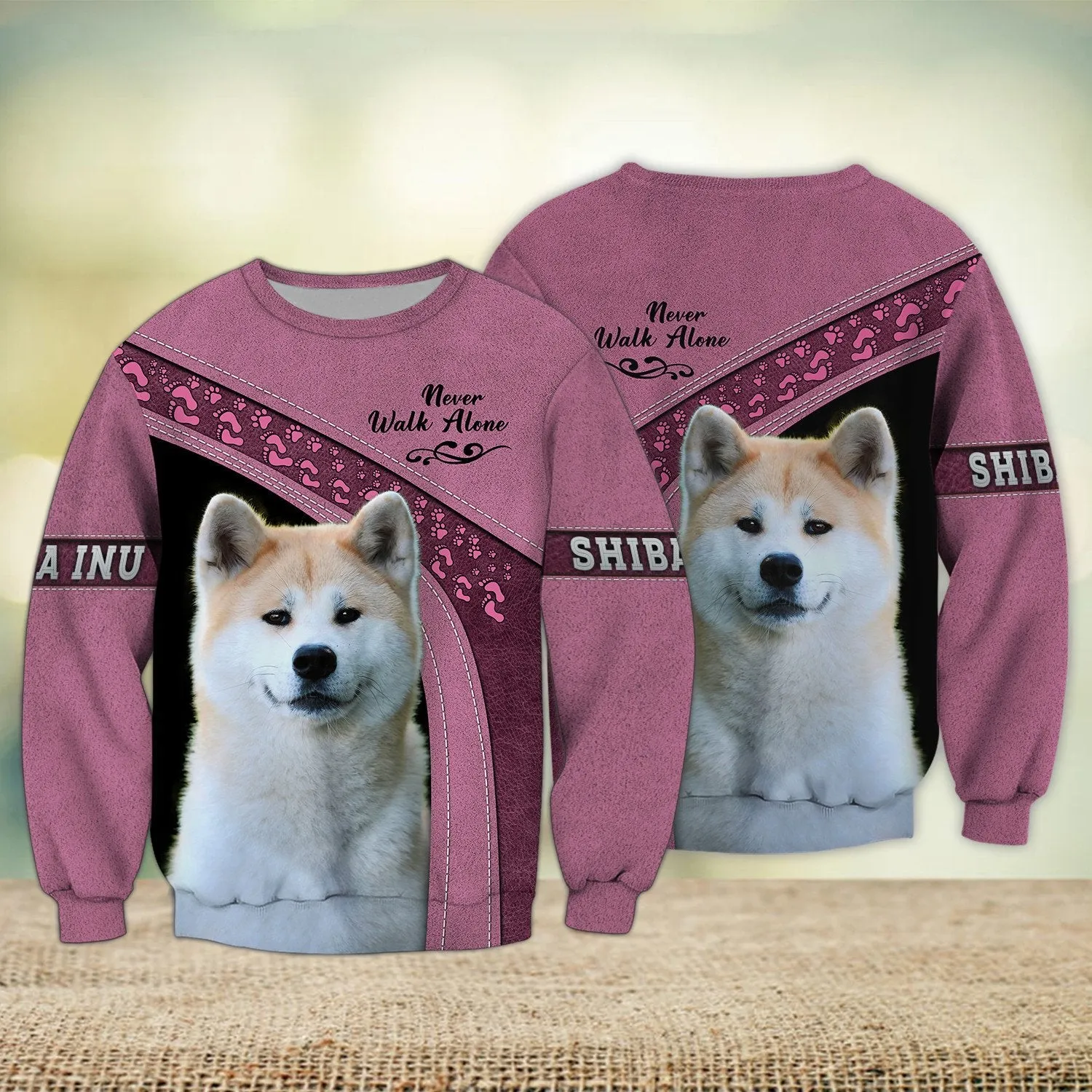 Shiba Inu Love Never Walk Alone 3D Full Print Shirts, Sweatshirt for Loss of Dog Christmas