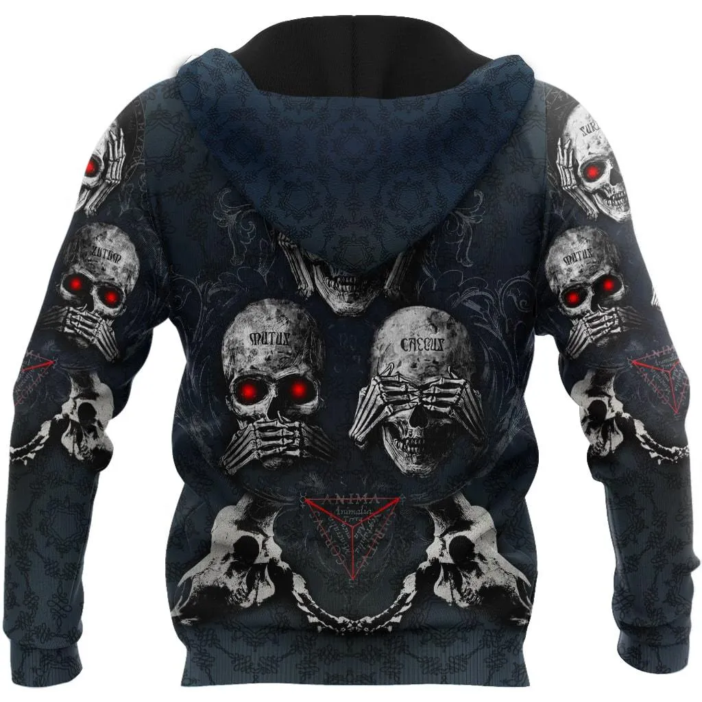 Skull Hoodie Hear No Evil, See No Evil, Speak No Evil Skulls Hoodie For Men And Women