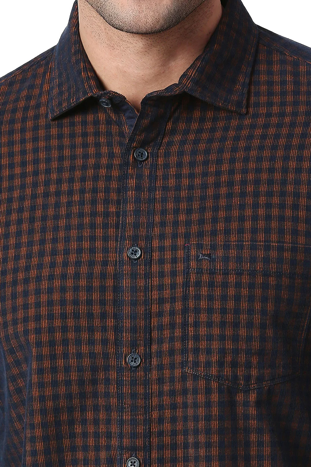Slim Fit Cotton Corduory Checks Shirt