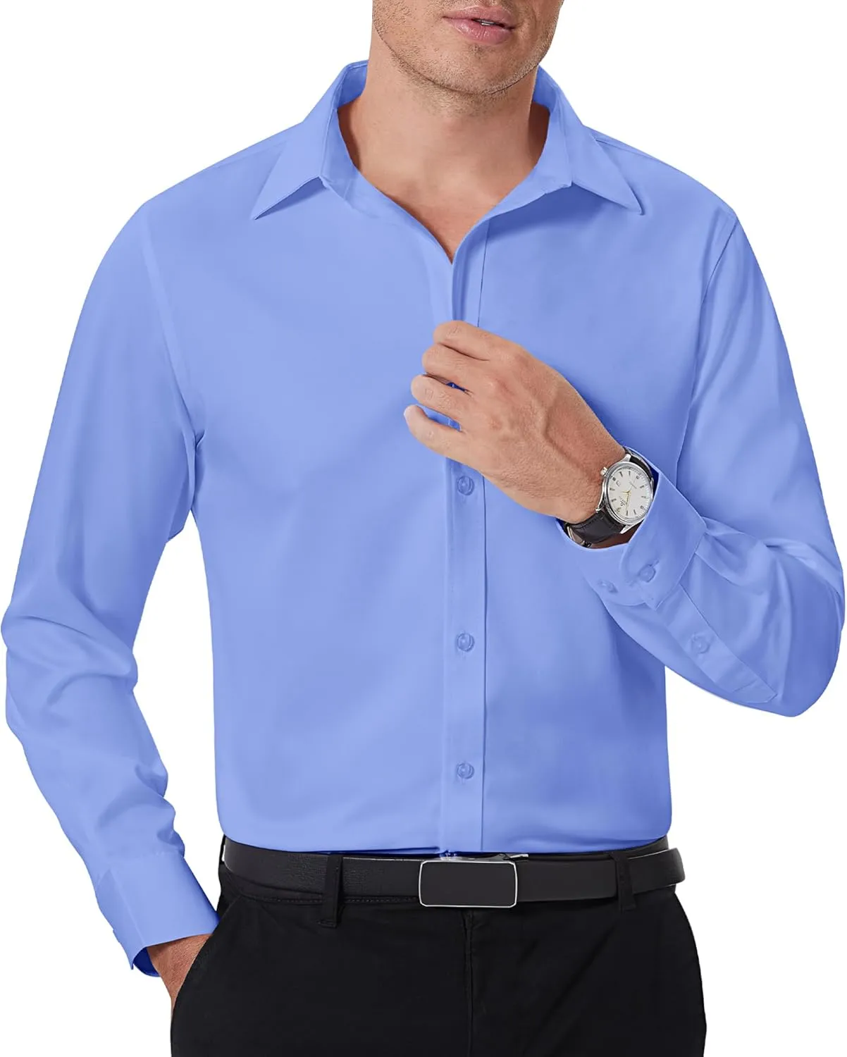 Stain Shield Dress Shirts for Men Long Sleeve Mens Dress Shirts Slim Fit Casual Button Down Shirts Big Shirts