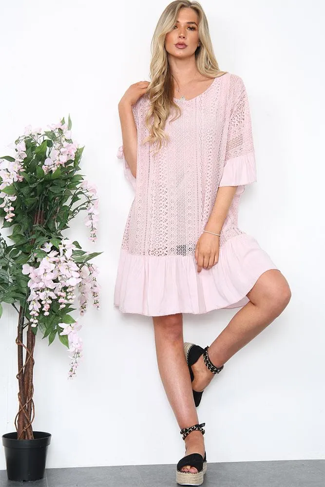 Stripe Lace Peplum Panel Tunic