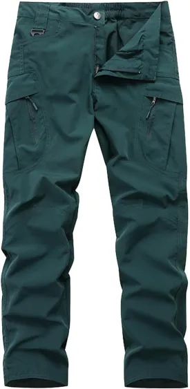 SUWBMHWE Men's Waterproof Hiking Cargo Pants UPF 50  & Bug Resistant Lightweight Ripstop Olive Drab & Taupe