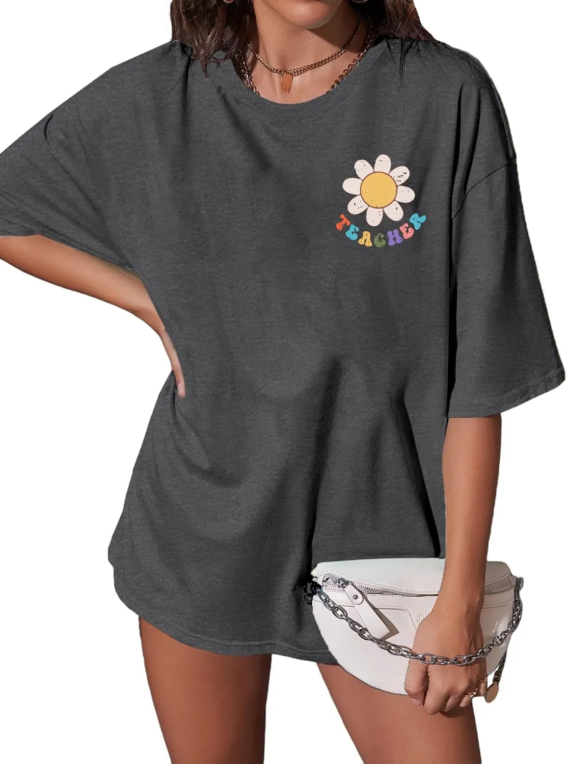 Teacher Shirt Women Teachers T-Shirt: in My Teacher Era Shirt Oversize Preschool Kindergarten Teaching Life Tees Tops