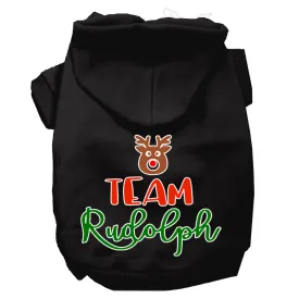 Team Rudolph Screen Print Dog Hoodie Black S