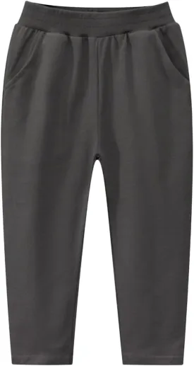 Toddler Boys Girls Cotton Active Jogger Sweatpants, Kids Casual Athletic Solid Pocket Pull On Pants