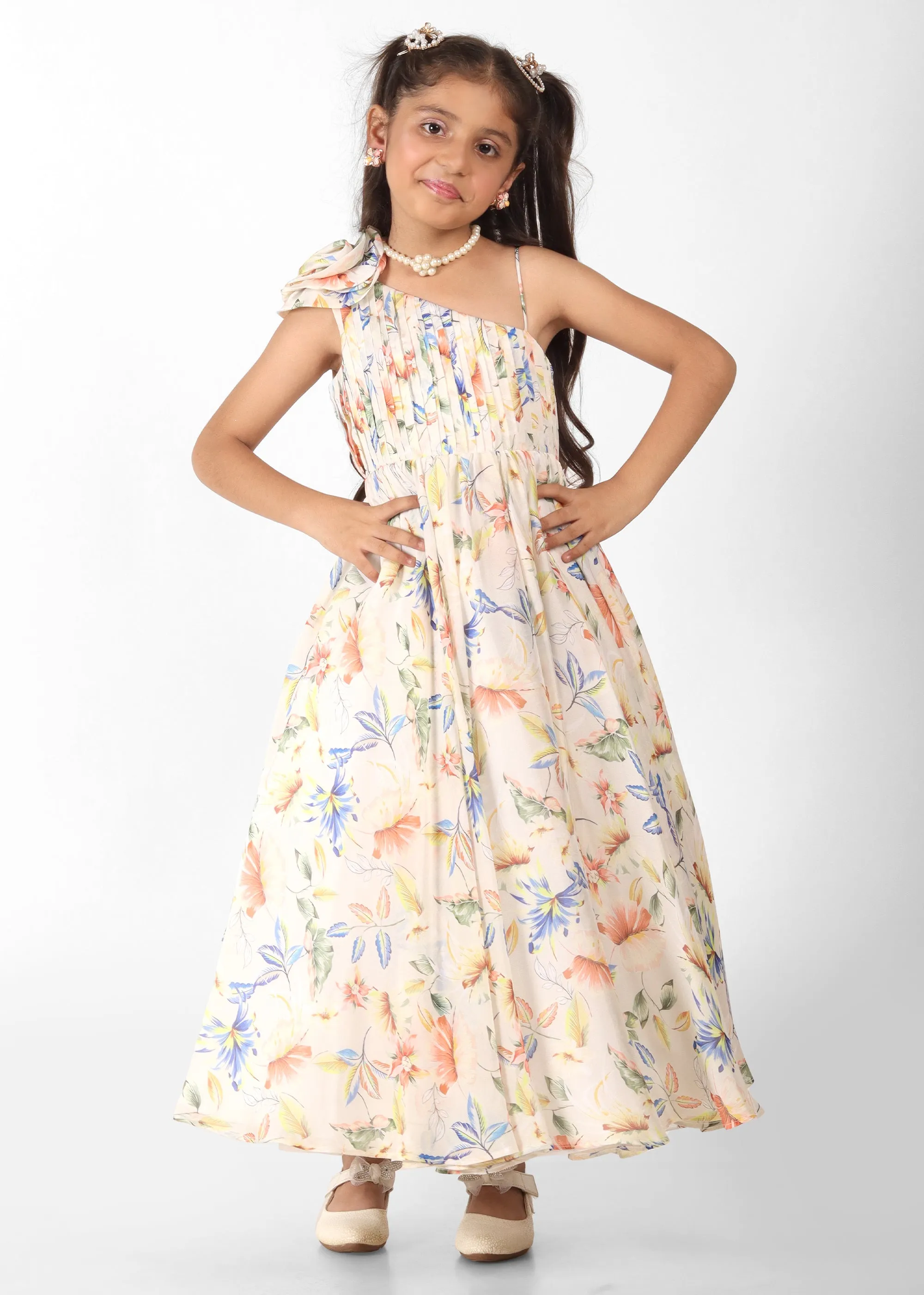 Tropical Breeze One-Shoulder Gown
